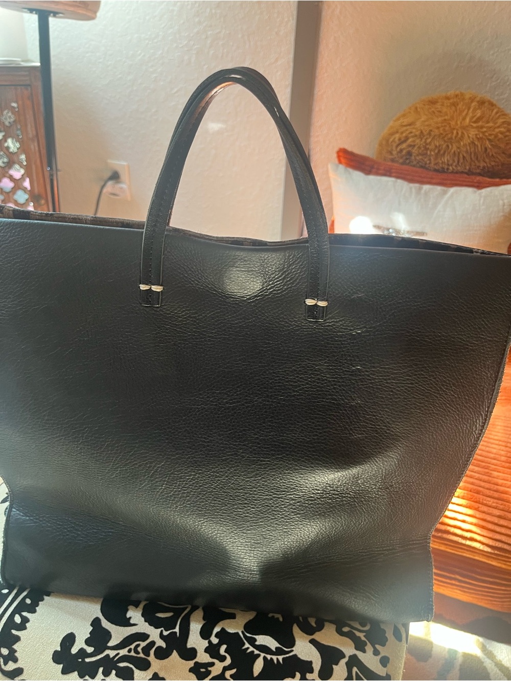 Clare V. Genuine Pony Hair & Leather Leopard Print Tote w/ Removable Strap - Picture 5 of 8